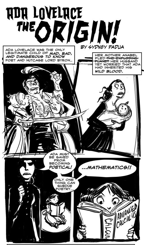 Ada Lovelace black and white steampunk detective mathematics science comic lord byron